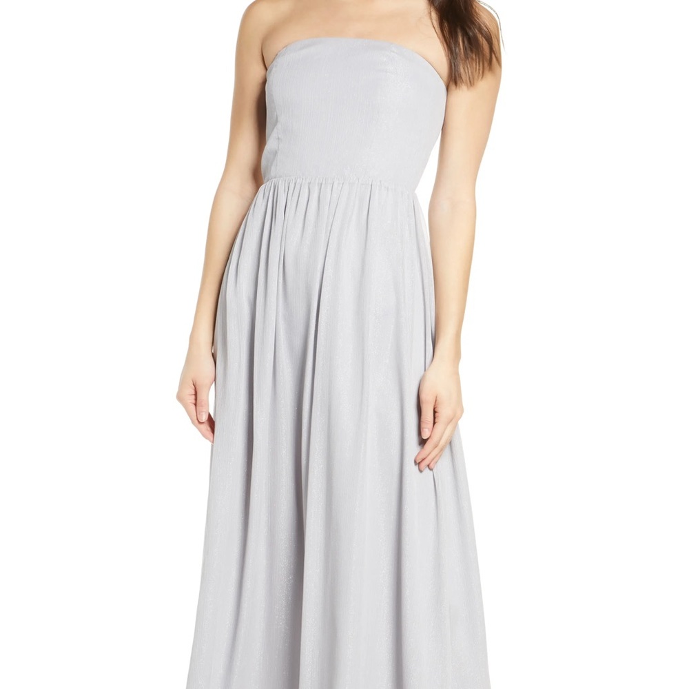 WAYF Harlet Chiffon A-Line Gown - Ice Blue